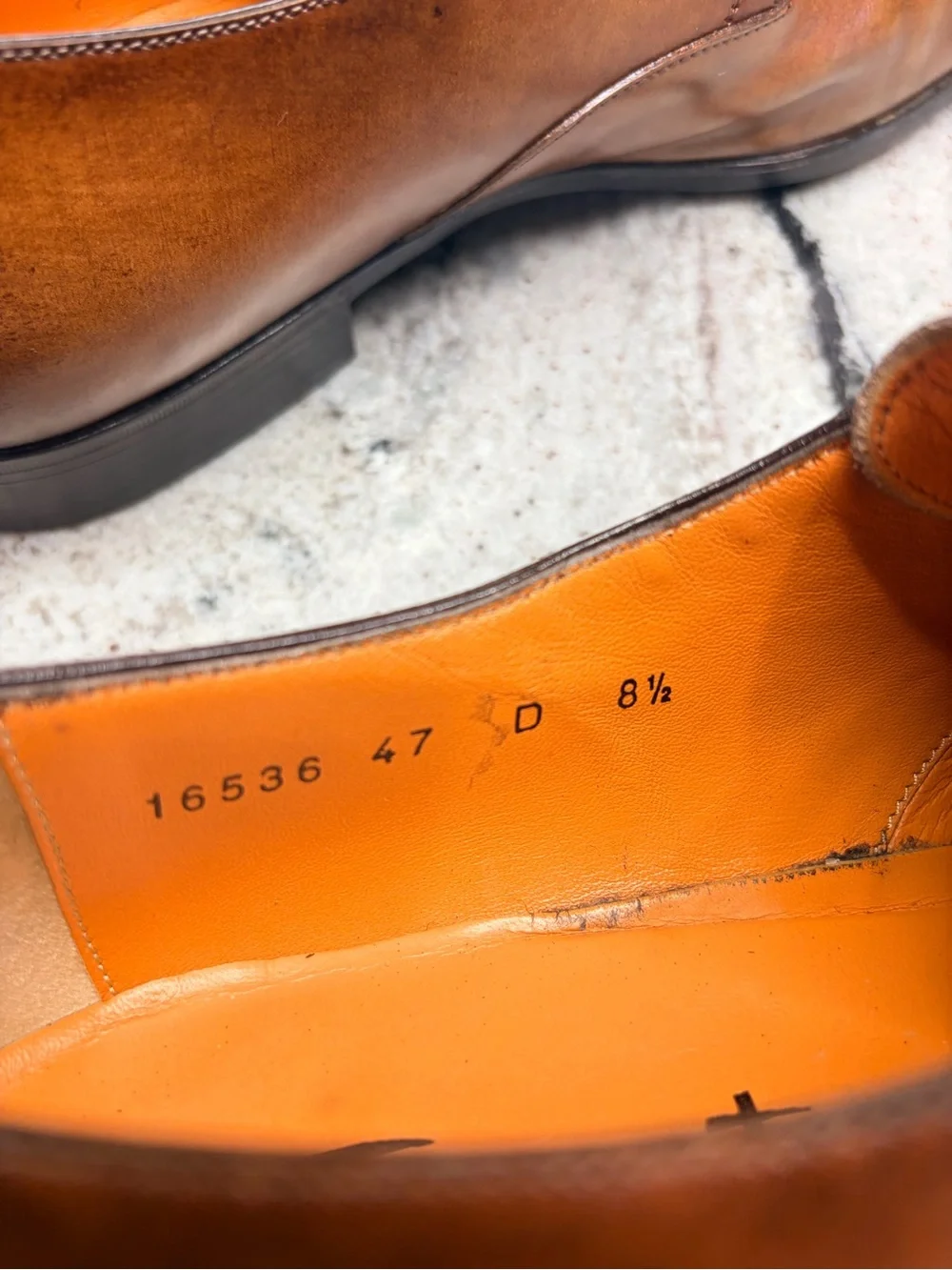 Santoni Goodyear Brown Cognac Leather Derby Shoes UK 8.5 US 9.5 Italy